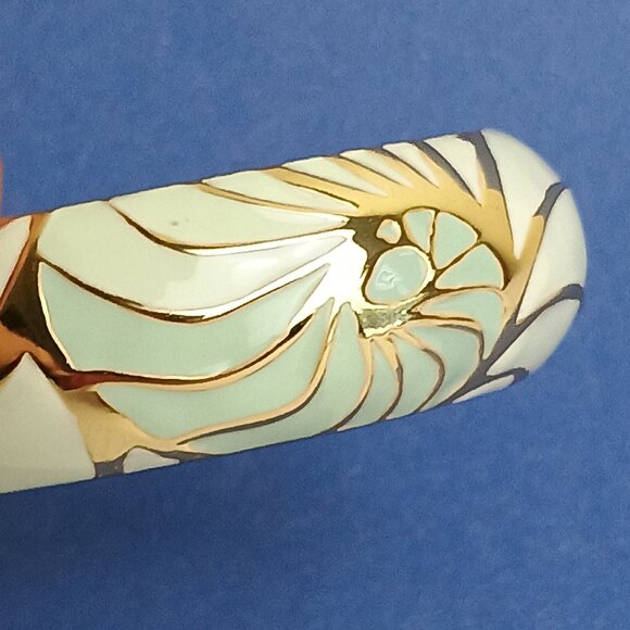 The Eye Of The Storm Pattern Multi Enamel Hinge Cuff Clamper Bracelet Chunky Csl - Picture 2 of 6